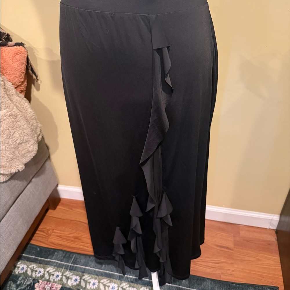 ASOS Curve Black Asymmetrical Ruffle Skirt